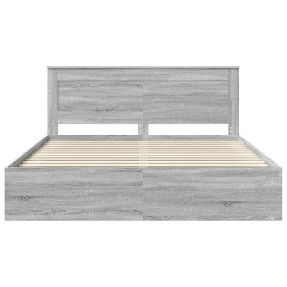 Bed Frame Grey Sonoma 200 x 200 cm Solid Pine Wood