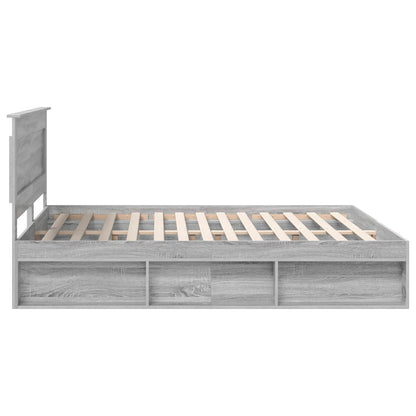 Bed Frame Grey Sonoma 200 x 200 cm Solid Pine Wood