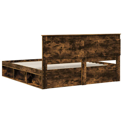 Bed Frame Smoked Oak 180 x 200 cm Solid Pine Wood