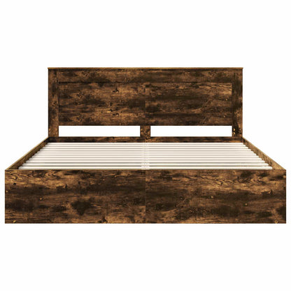 Bed Frame Smoked Oak 180 x 200 cm Solid Pine Wood