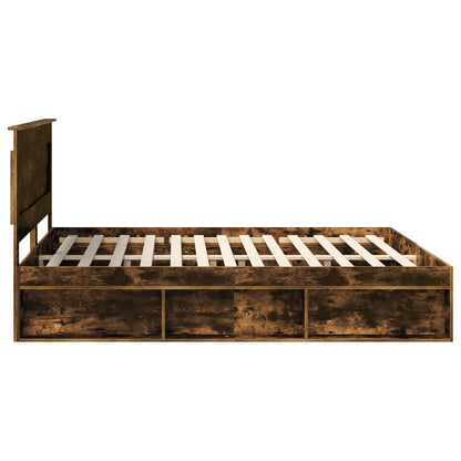 Bed Frame Smoked Oak 180 x 200 cm Solid Pine Wood