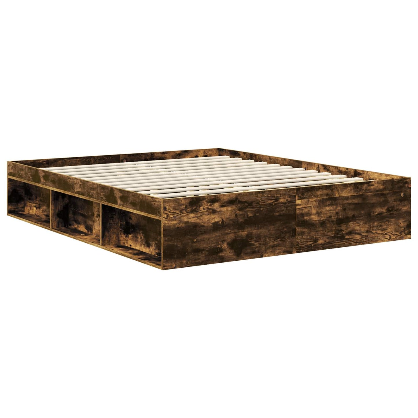 Bed Frame Smoked Oak 160 x 200 cm Solid Pine Wood