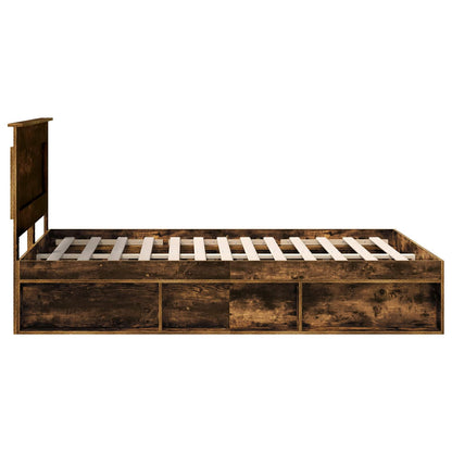 Bed Frame Smoked Oak 160 x 200 cm Solid Pine Wood