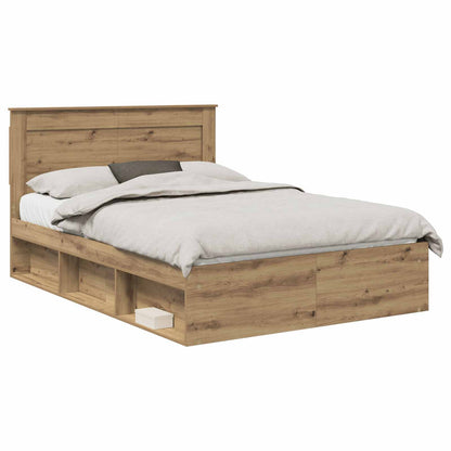 Bed Frame with Drawer Artisian Oak 150 x 200 cm Solid Pine Wood