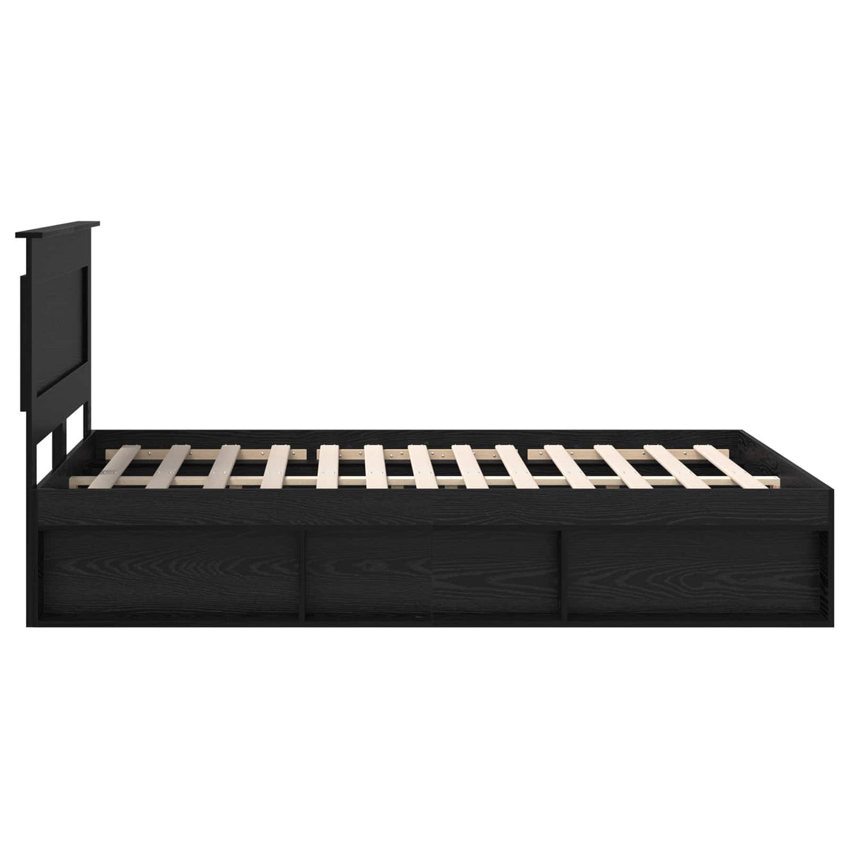 Bed Frame Black Oak 140 x 190 cm Engineered Wood