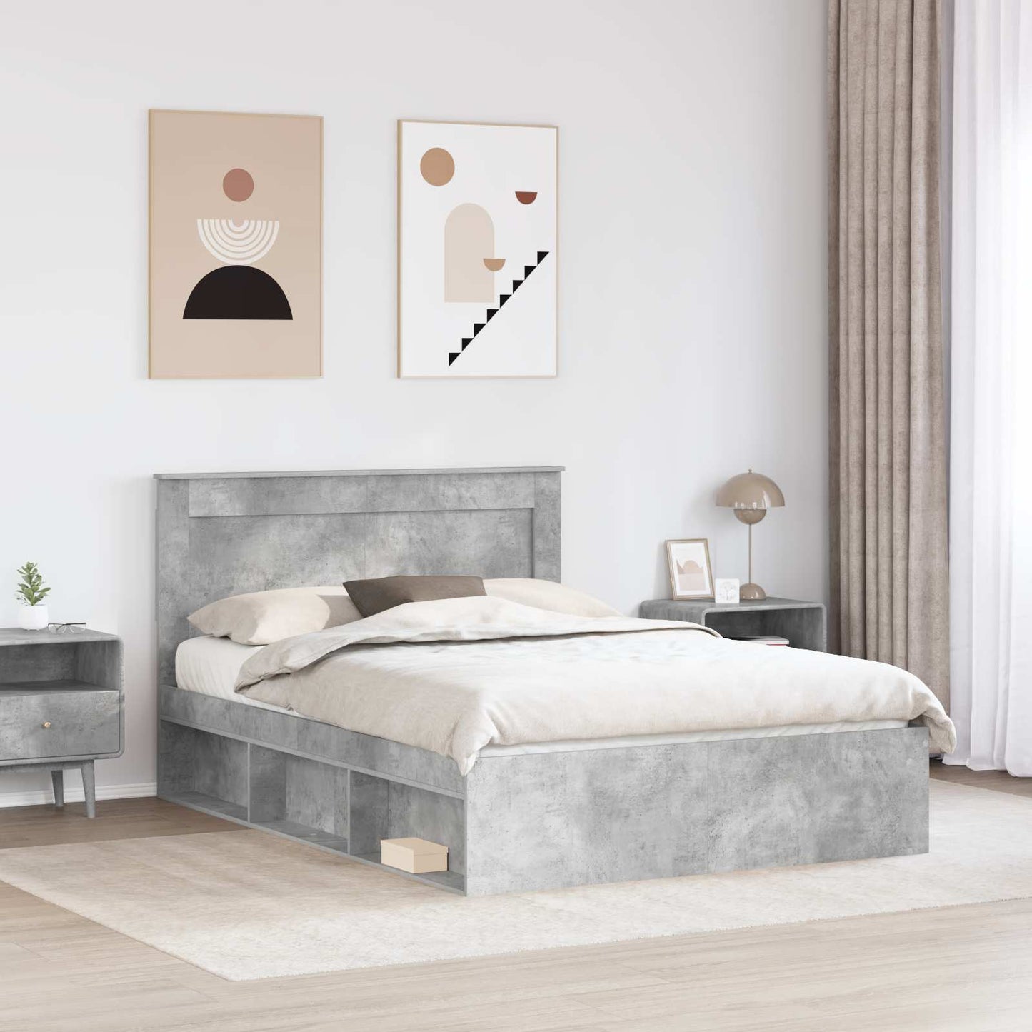 Bed Frame with Headboard Concerte 140 x 190 cm Solid Pine Wood