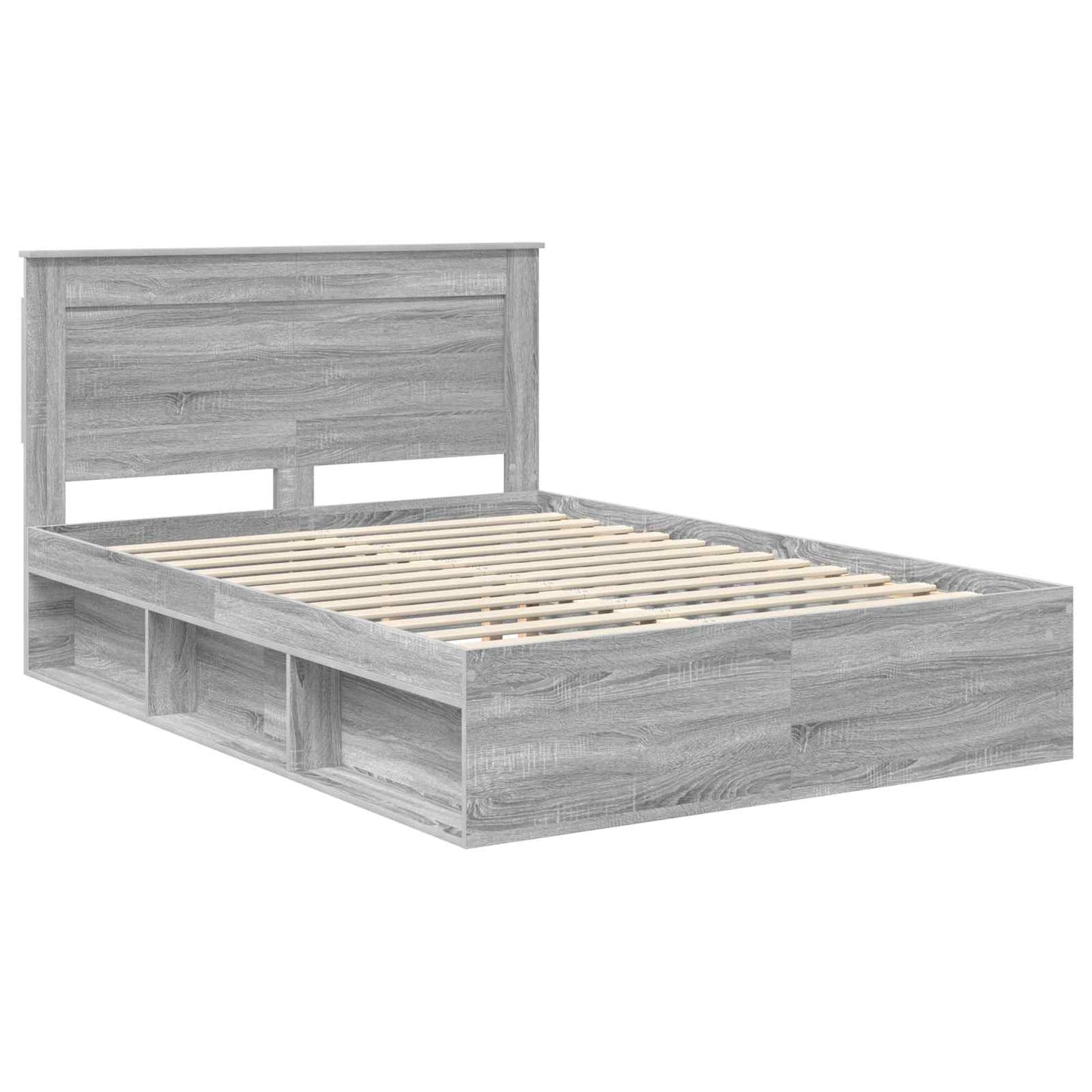Bed Frame Grey Sonoma 140 x 190 cm Solid Pine Wood