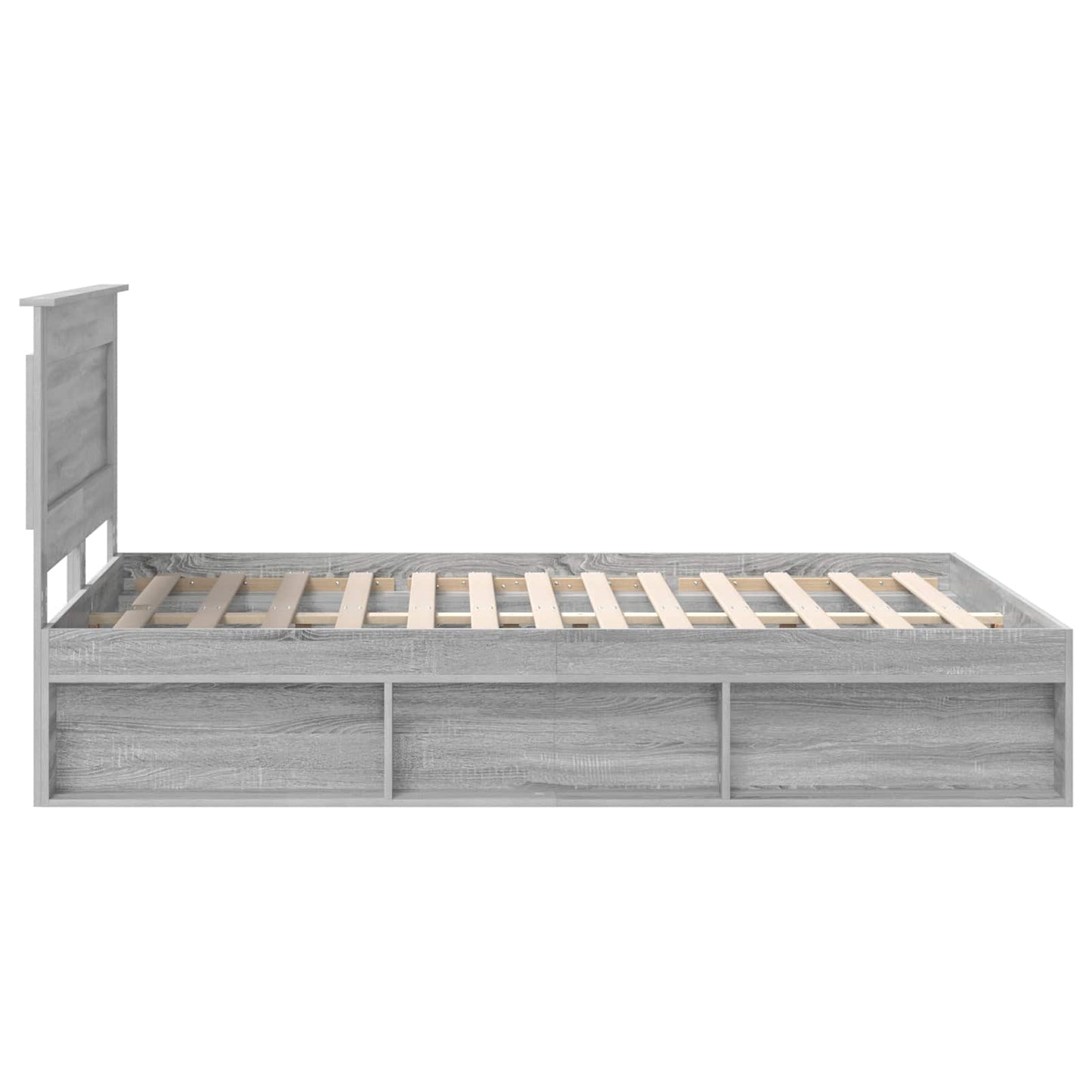 Bed Frame Grey Sonoma 140 x 190 cm Solid Pine Wood