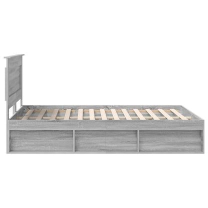 Bed Frame Grey Sonoma 140 x 190 cm Solid Pine Wood