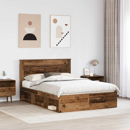 Bed Frame with Headboard Old Wood 140 x 190 cm Solid Pine Wood
