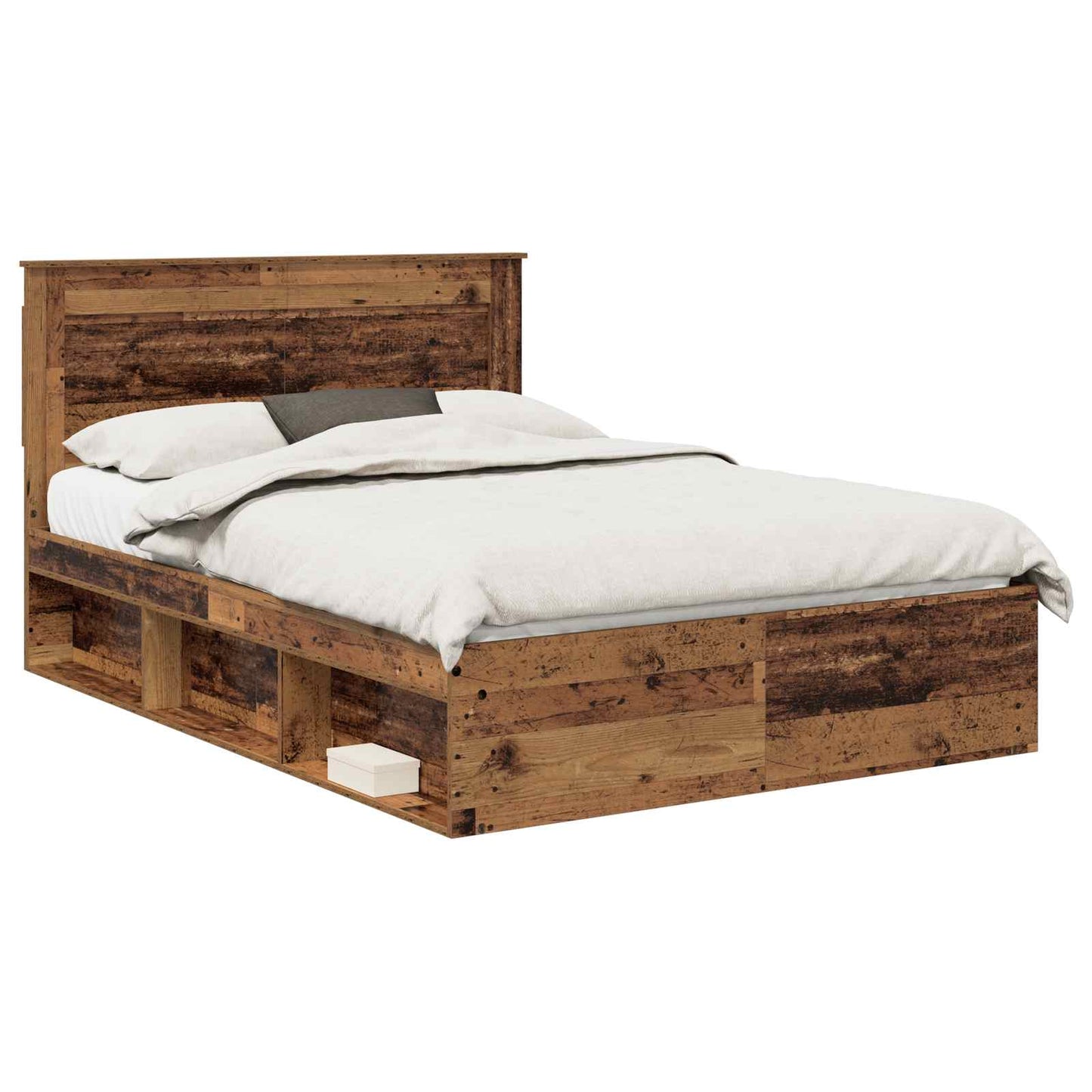 Bed Frame with Headboard Old Wood 140 x 190 cm Solid Pine Wood