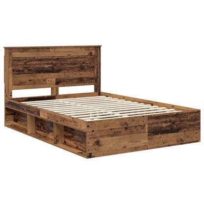 Bed Frame with Headboard Old Wood 140 x 190 cm Solid Pine Wood