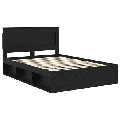 Bed Frame with Headboard Black 140 x 190 cm Solid Pine Wood