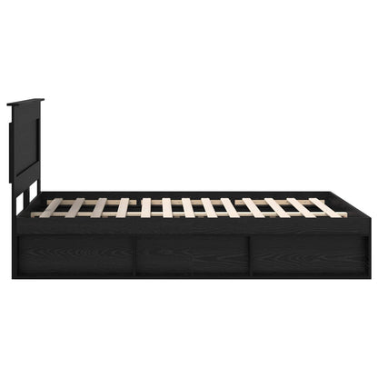 Bed Frame with Headboard Black 140 x 190 cm Solid Pine Wood