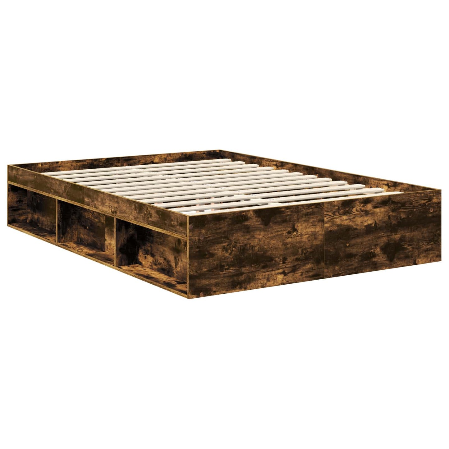 Bed Frame Smoked Oak 140 x 200 cm Solid Pine Wood
