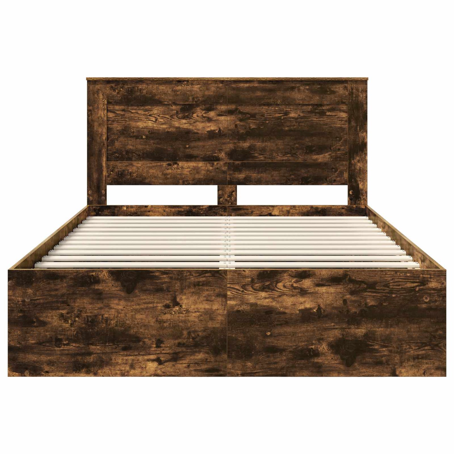 Bed Frame Smoked Oak 140 x 200 cm Solid Pine Wood