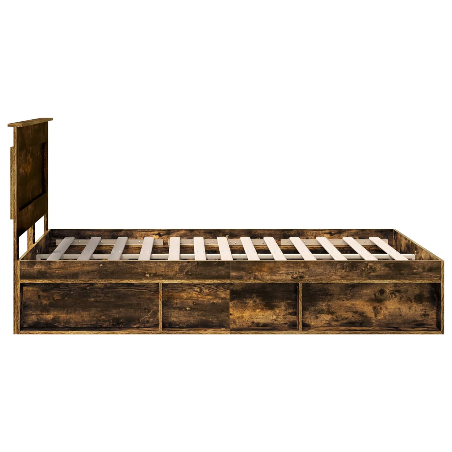 Bed Frame Smoked Oak 140 x 200 cm Solid Pine Wood