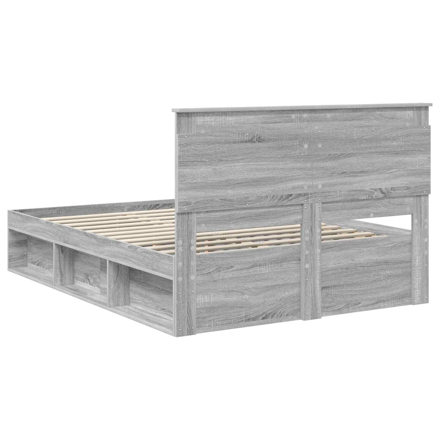 Bed Frame Grey Sonoma 140 x 200 cm Solid Pine Wood