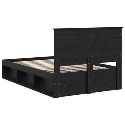 Bed Frame with Headboard Black 135 x 190 cm Solid Pine Wood