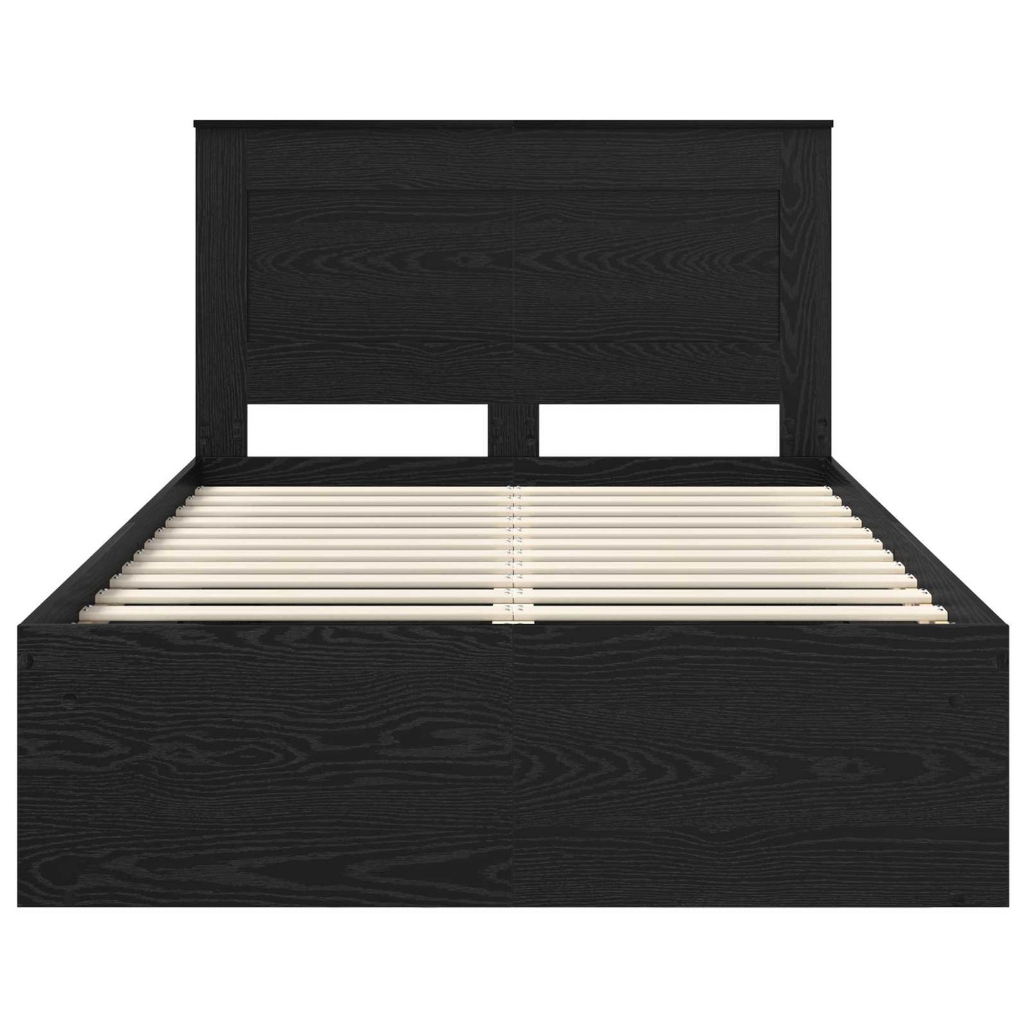 Bed Frame with Headboard Black 135 x 190 cm Solid Pine Wood