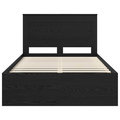 Bed Frame with Headboard Black 135 x 190 cm Solid Pine Wood