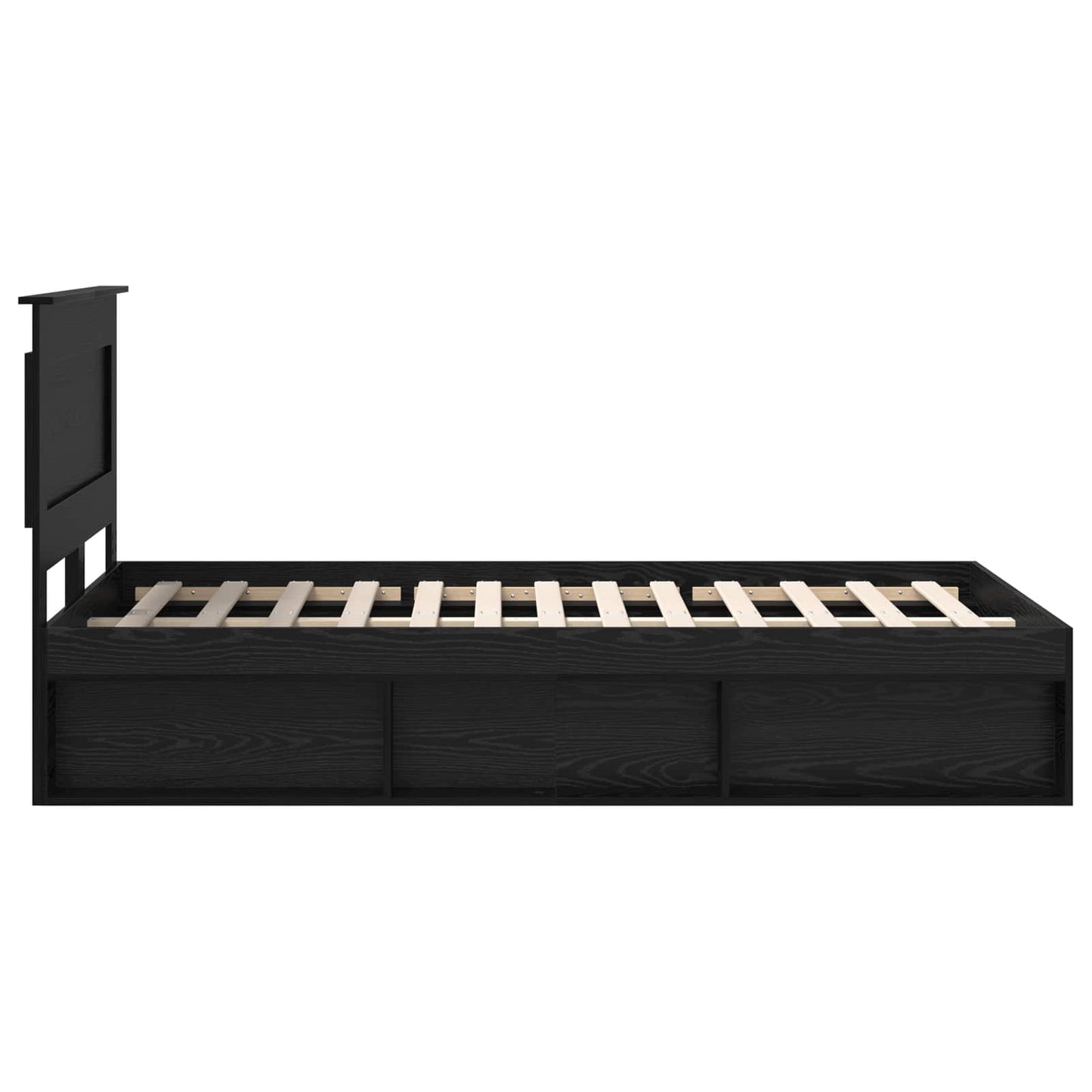 Bed Frame with Headboard Black 135 x 190 cm Solid Pine Wood