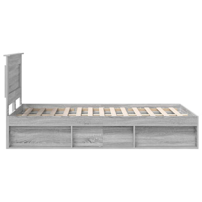Bed Frame with Drawer Grey Sonoma 135 x 190 cm Solid Pine Wood