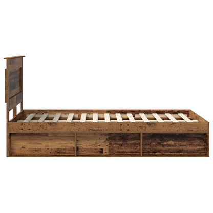 Bed Frame with Headboard Old Wood 135 x 190 cm Solid Pine Wood