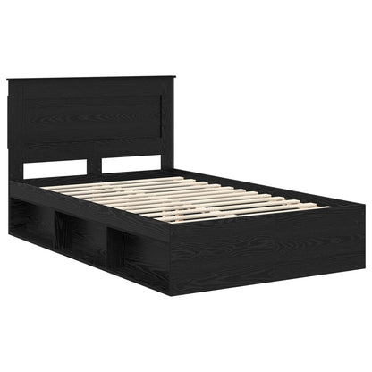 Bed Frame with Drawer Plain Black 120 x 190 cm Solid Pine Wood