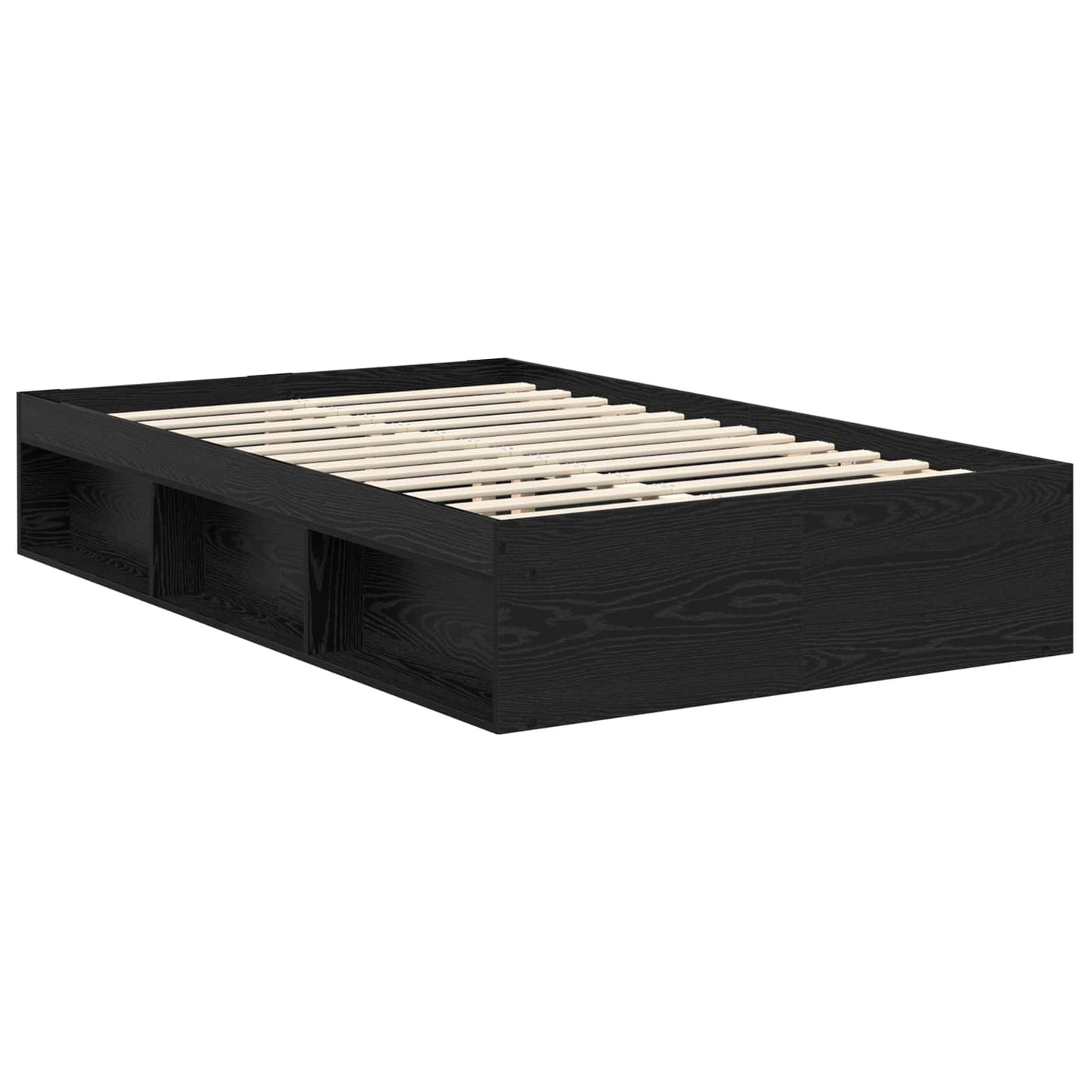 Bed Frame with Drawer Plain Black 120 x 190 cm Solid Pine Wood