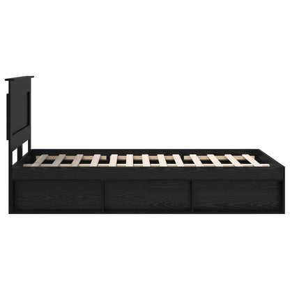 Bed Frame with Drawer Plain Black 120 x 190 cm Solid Pine Wood