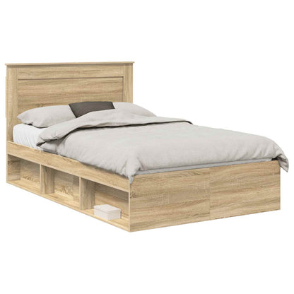 Bed Frame with Headboard Sonoma 120 x 190 cm Solid Pine Wood