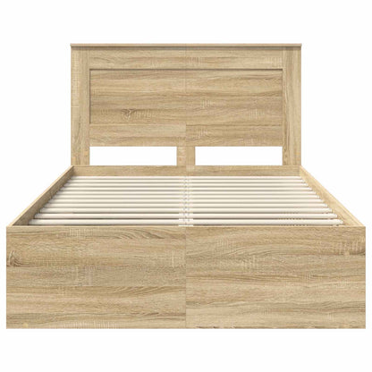 Bed Frame with Headboard Sonoma 120 x 190 cm Solid Pine Wood