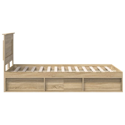 Bed Frame with Headboard Sonoma 120 x 190 cm Solid Pine Wood