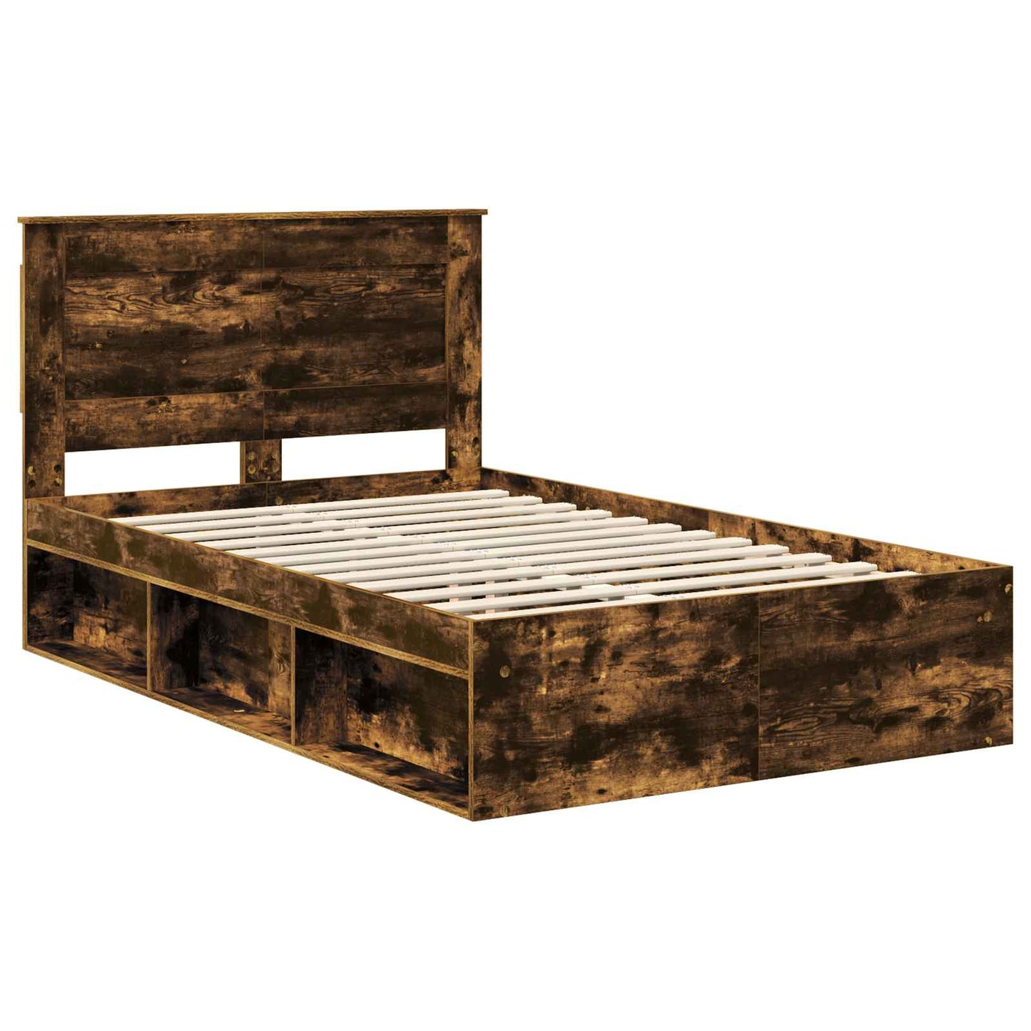 Bed Frame with Drawer Smoked Oak 120 x 190 cm Solid Pine Wood