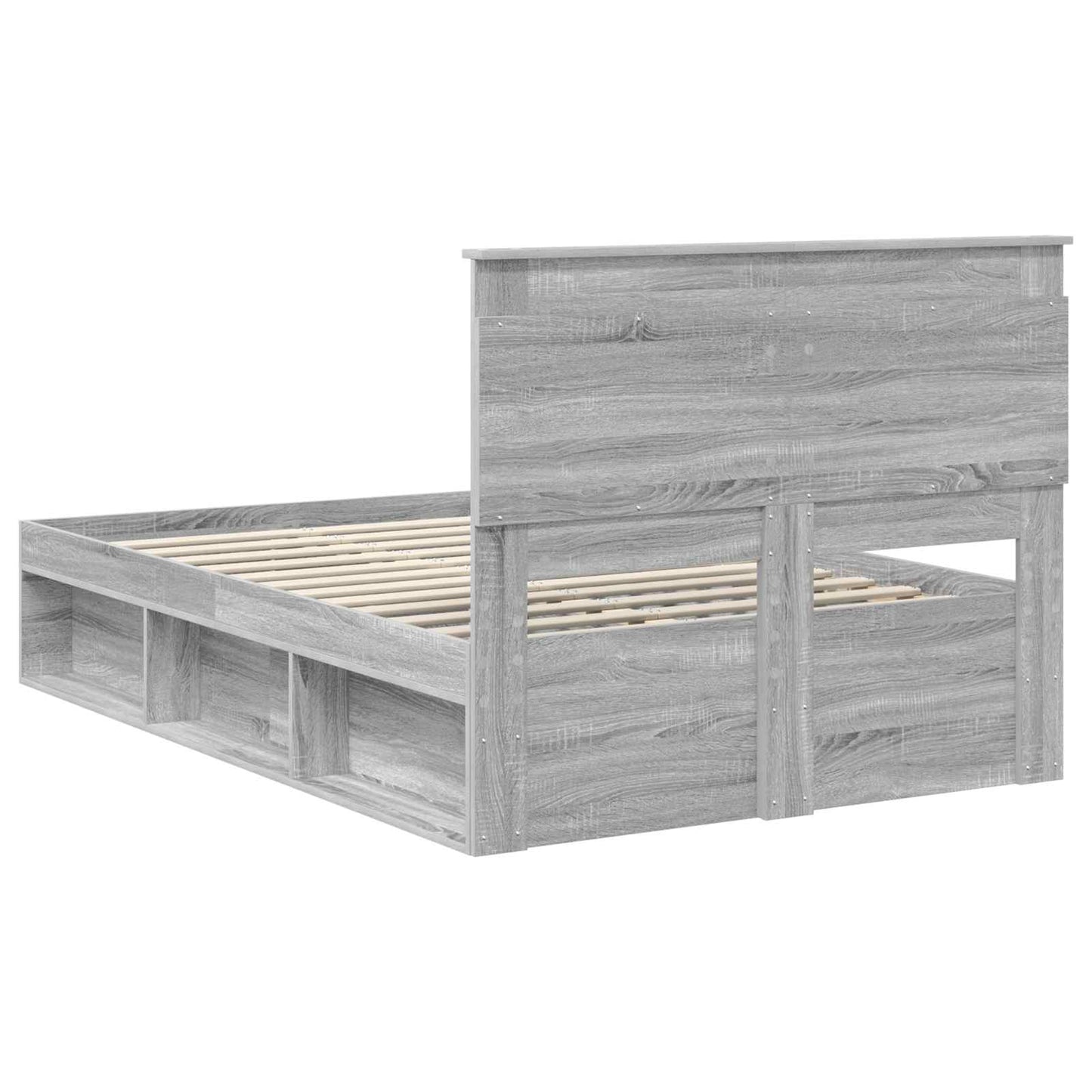 Bed Frame with Drawer Grey Sonoma 120 x 190 cm Solid Pine Wood