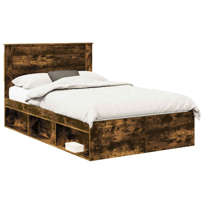 Bed Frame Smoked Oak 120 x 200 cm Solid Pine Wood
