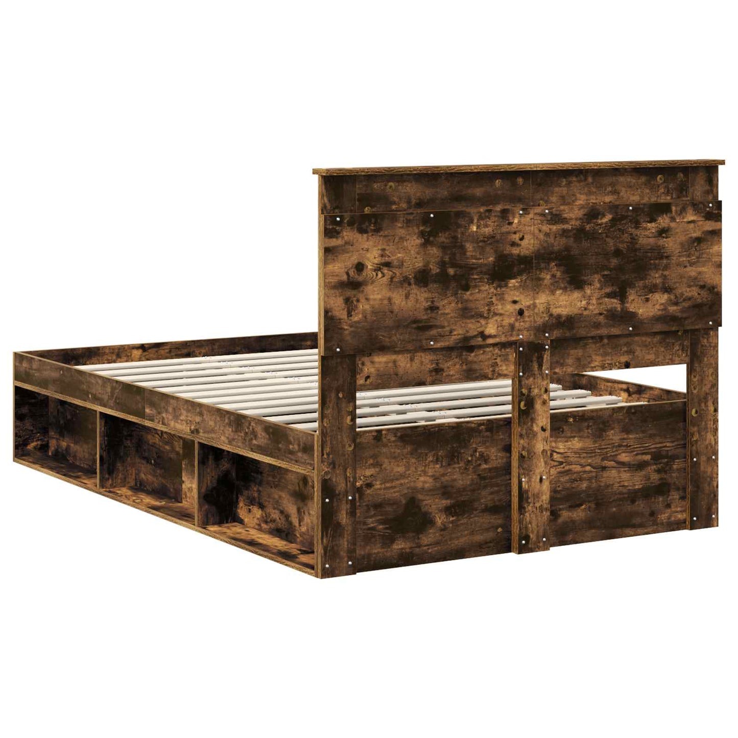 Bed Frame Smoked Oak 120 x 200 cm Solid Pine Wood
