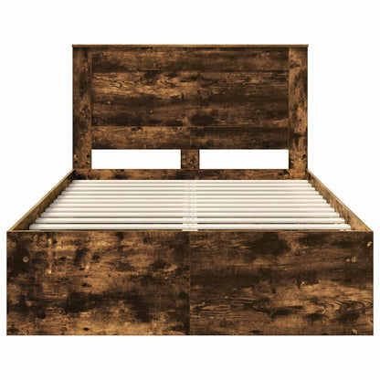 Bed Frame Smoked Oak 120 x 200 cm Solid Pine Wood