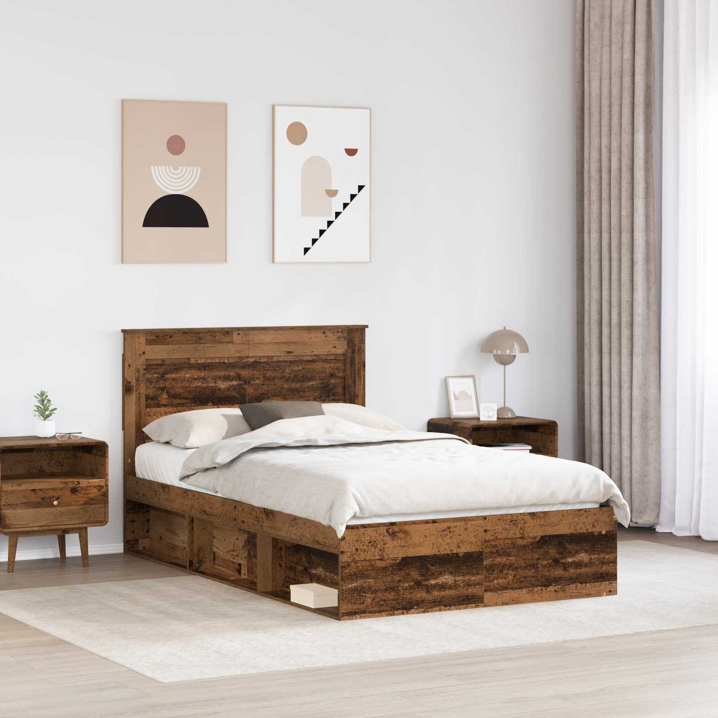 Bed Frame with Headboard Old Wood 120 x 200 cm Solid Pine Wood