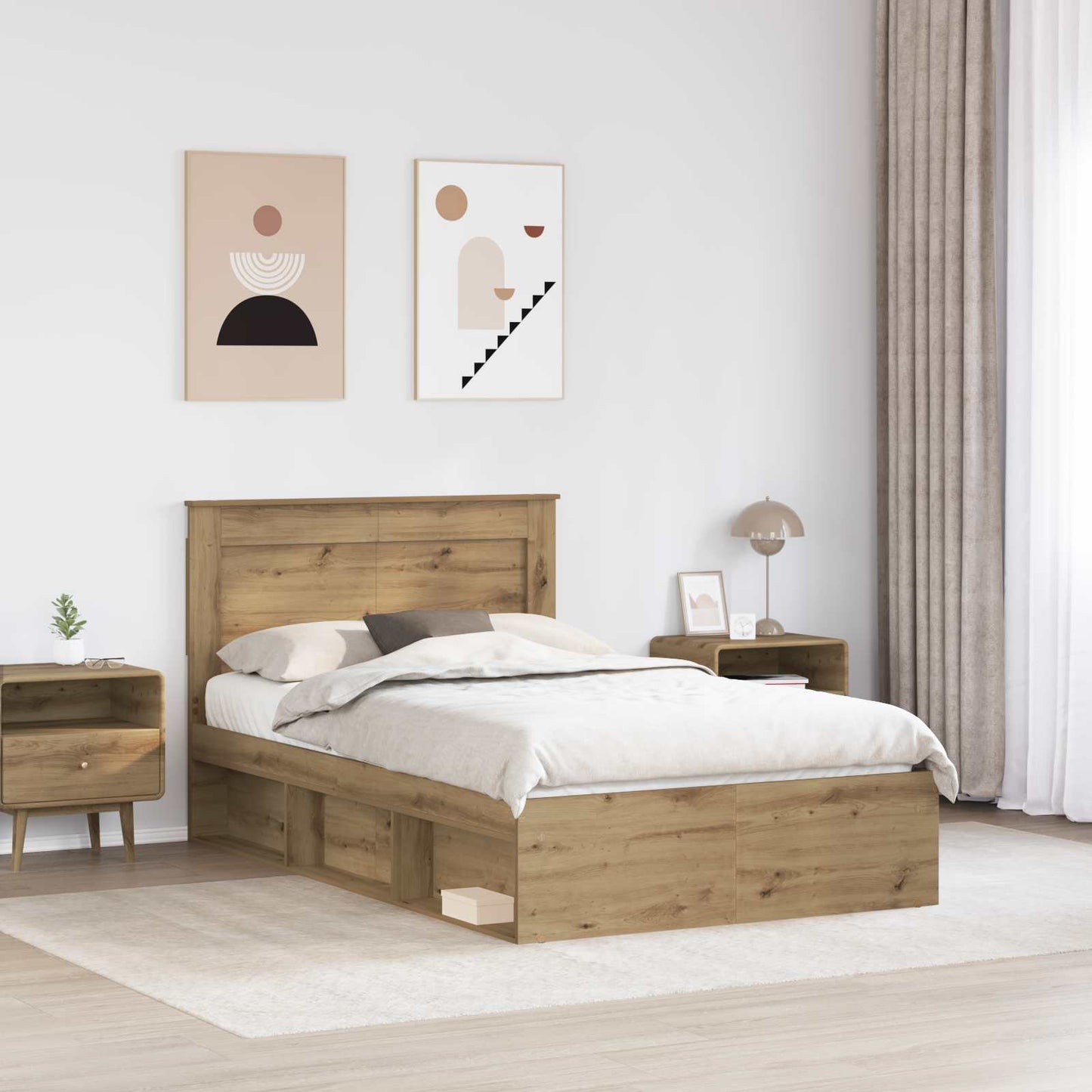 Bed Frame Artisian Oak 120 x 200 cm Solid Pine Wood