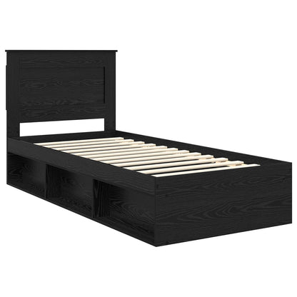 Bed Frame with Headboard Black 100 x 200 cm Solid Pine Wood