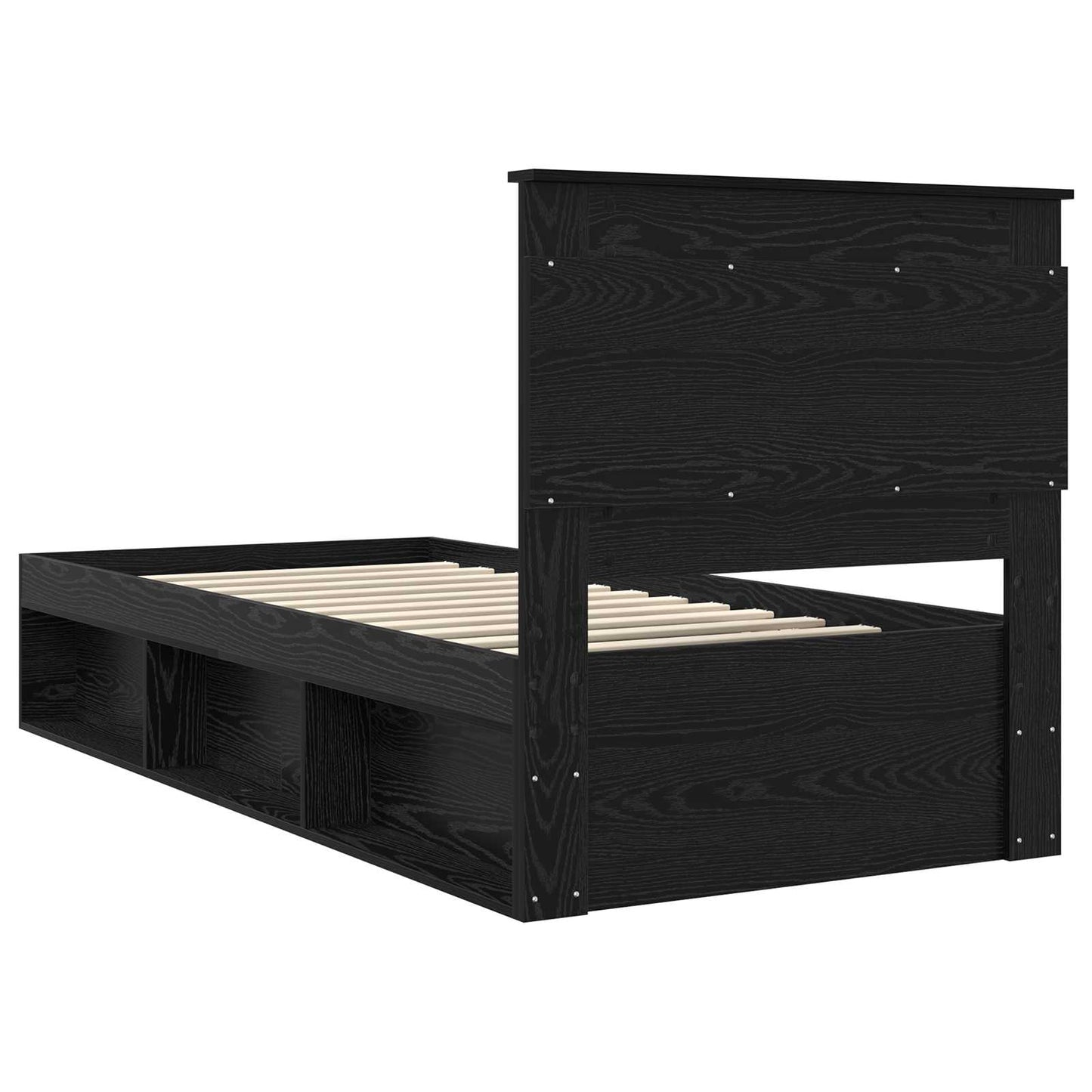 Bed Frame with Headboard Black 100 x 200 cm Solid Pine Wood
