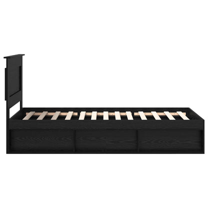 Bed Frame with Headboard Black 100 x 200 cm Solid Pine Wood