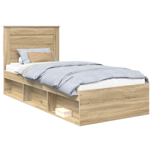 Bed Frame with Headboard Sonoma 100 x 200 cm Solid Pine Wood