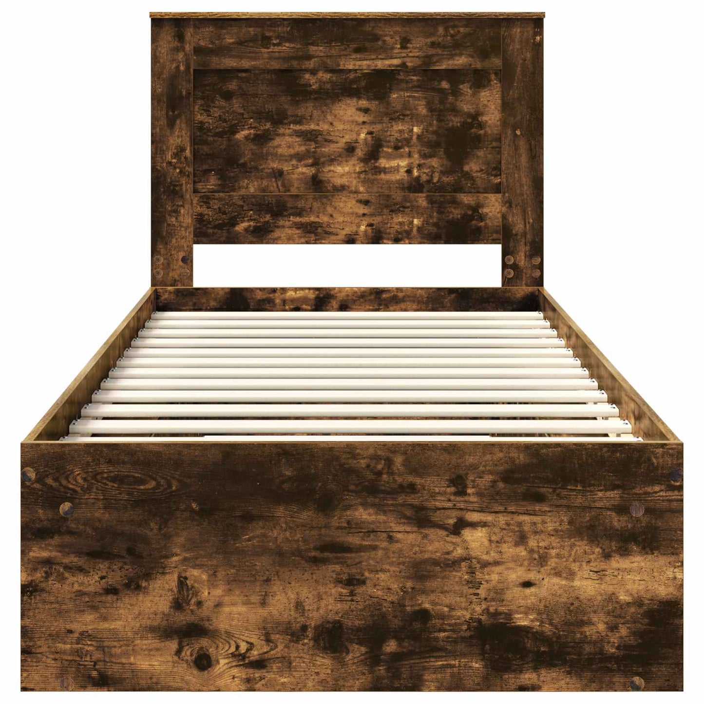 Bed Frame with Drawer Smoked Oak 100 x 200 cm Solid Pine Wood