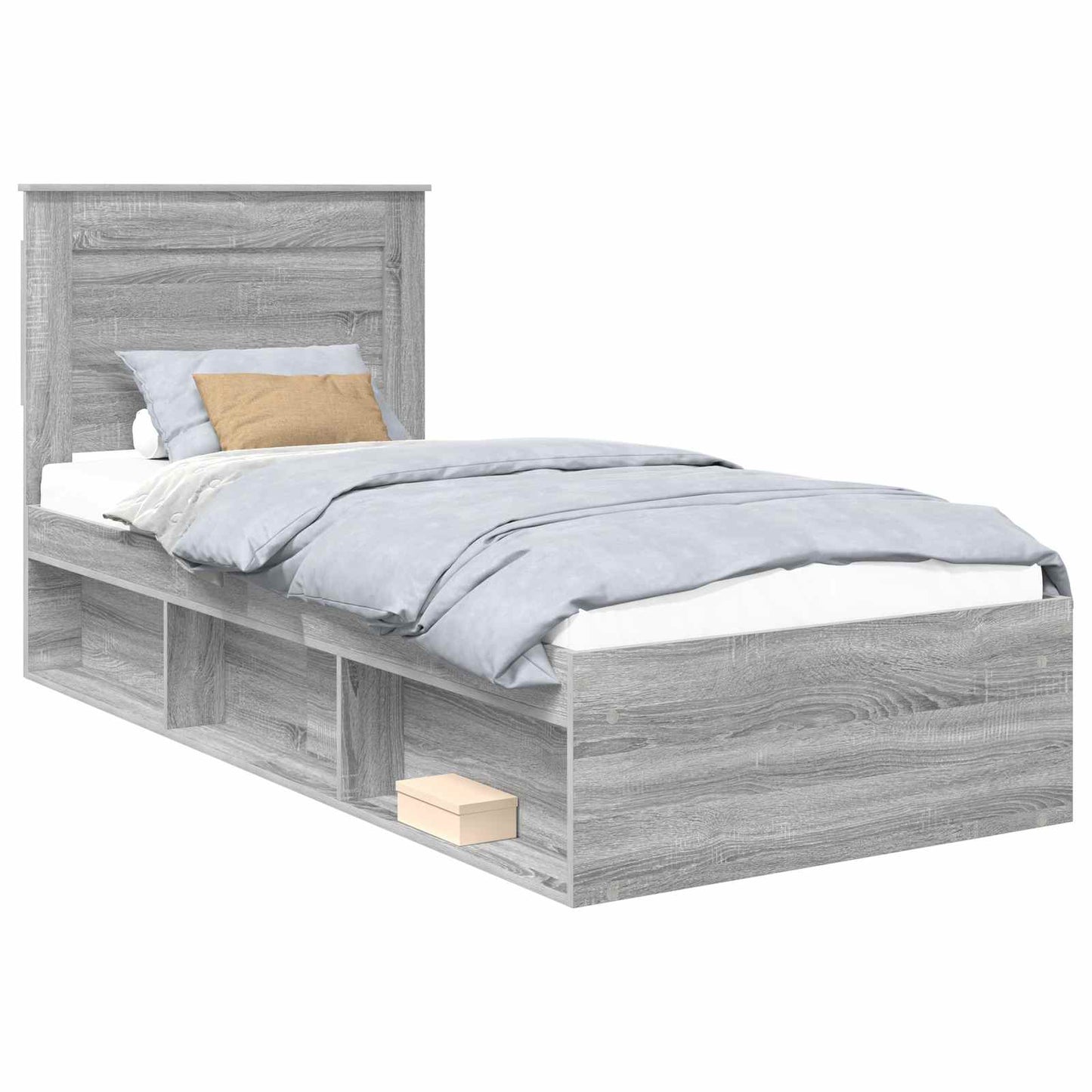 Bed Frame Grey Sonoma 100 x 200 cm Solid Pine Wood