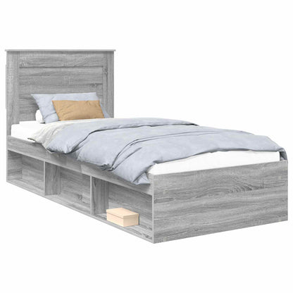 Bed Frame Grey Sonoma 100 x 200 cm Solid Pine Wood