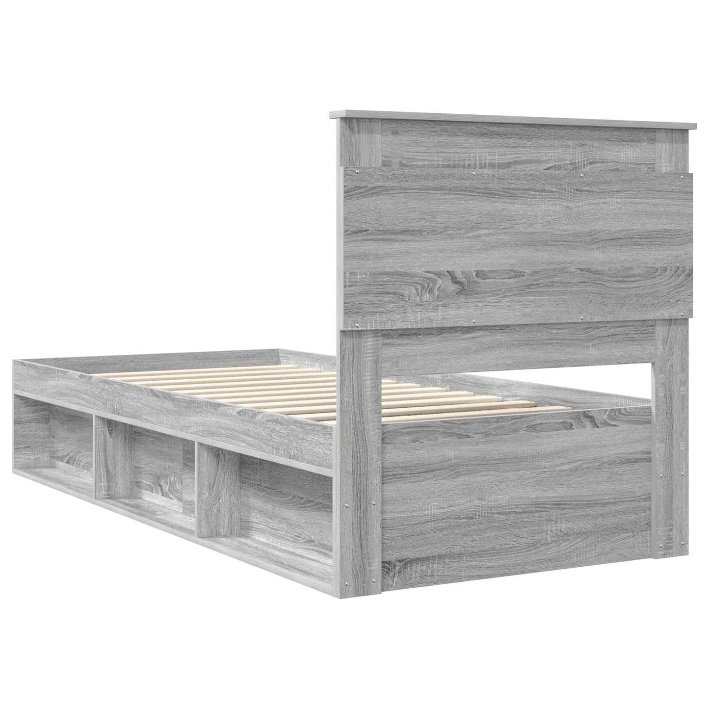 Bed Frame Grey Sonoma 100 x 200 cm Solid Pine Wood