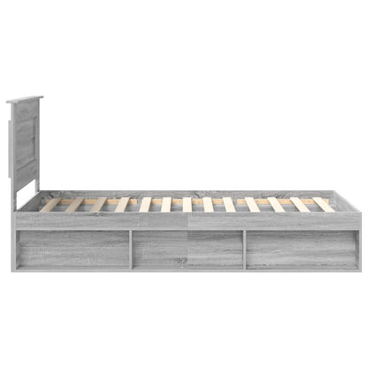 Bed Frame Grey Sonoma 100 x 200 cm Solid Pine Wood